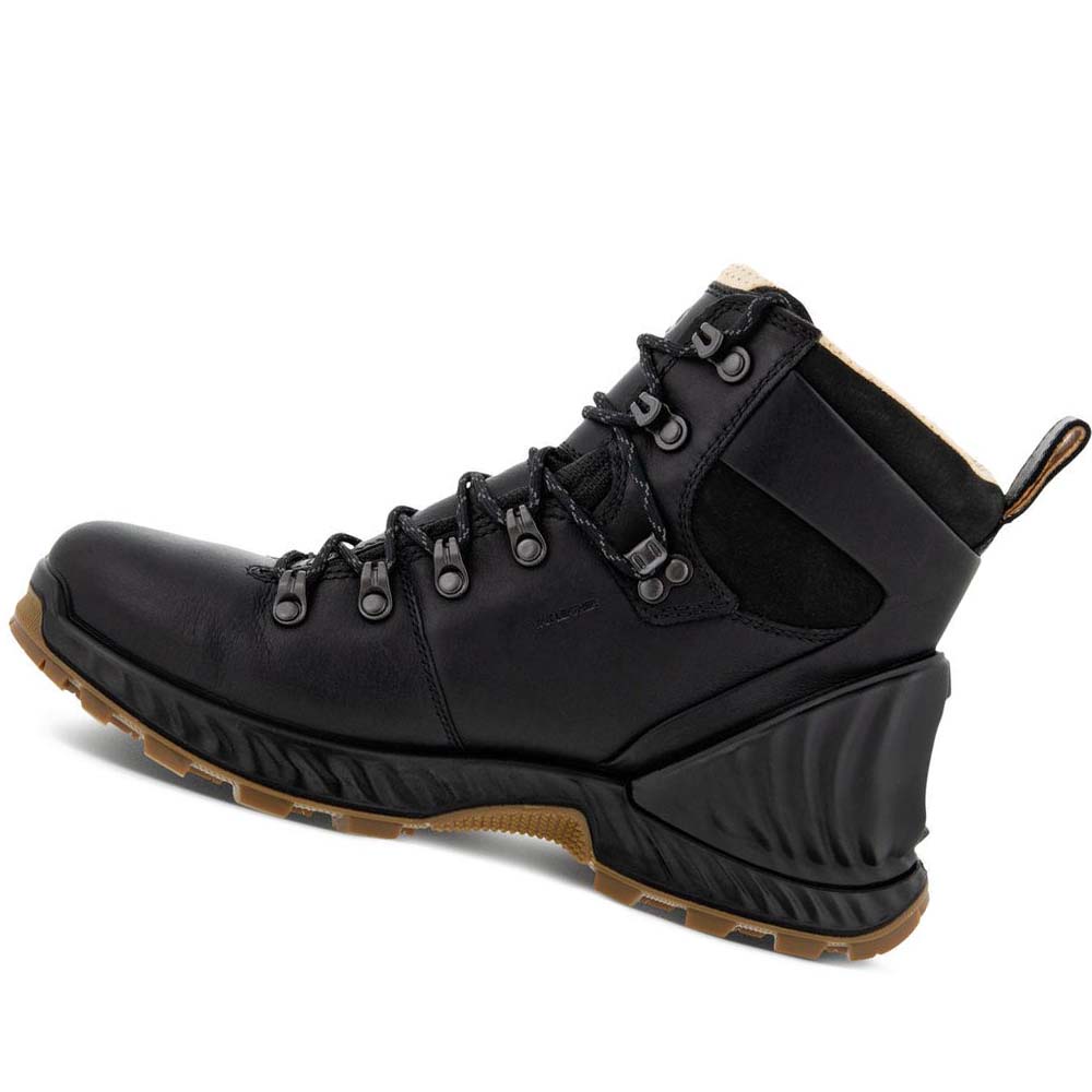 Men's Ecco Exohike Retro Hiker Boots Black | USA 436LIS